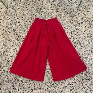 VTG Pure Wool Culottes Red Size 2/4 Pockets 1970 Pleats L